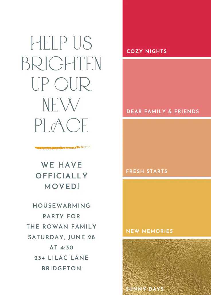 Paint Chips - Party Invitation Template (Free) | Greetings Island